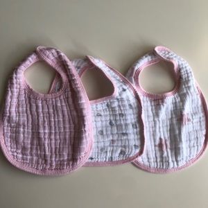 3/$25. Set of 3 aden muslin snap bibs